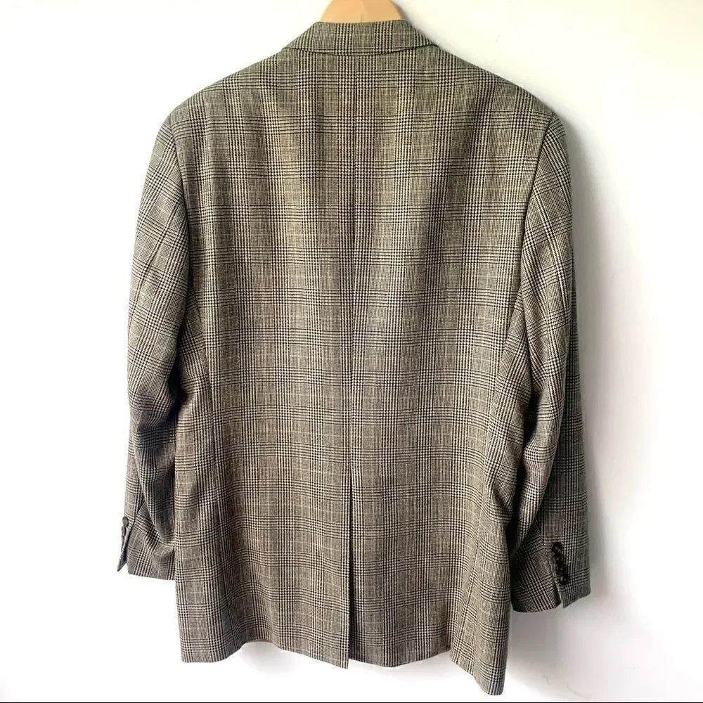 Vintage Polo Univ Club Plaid Silk Wool Jacket